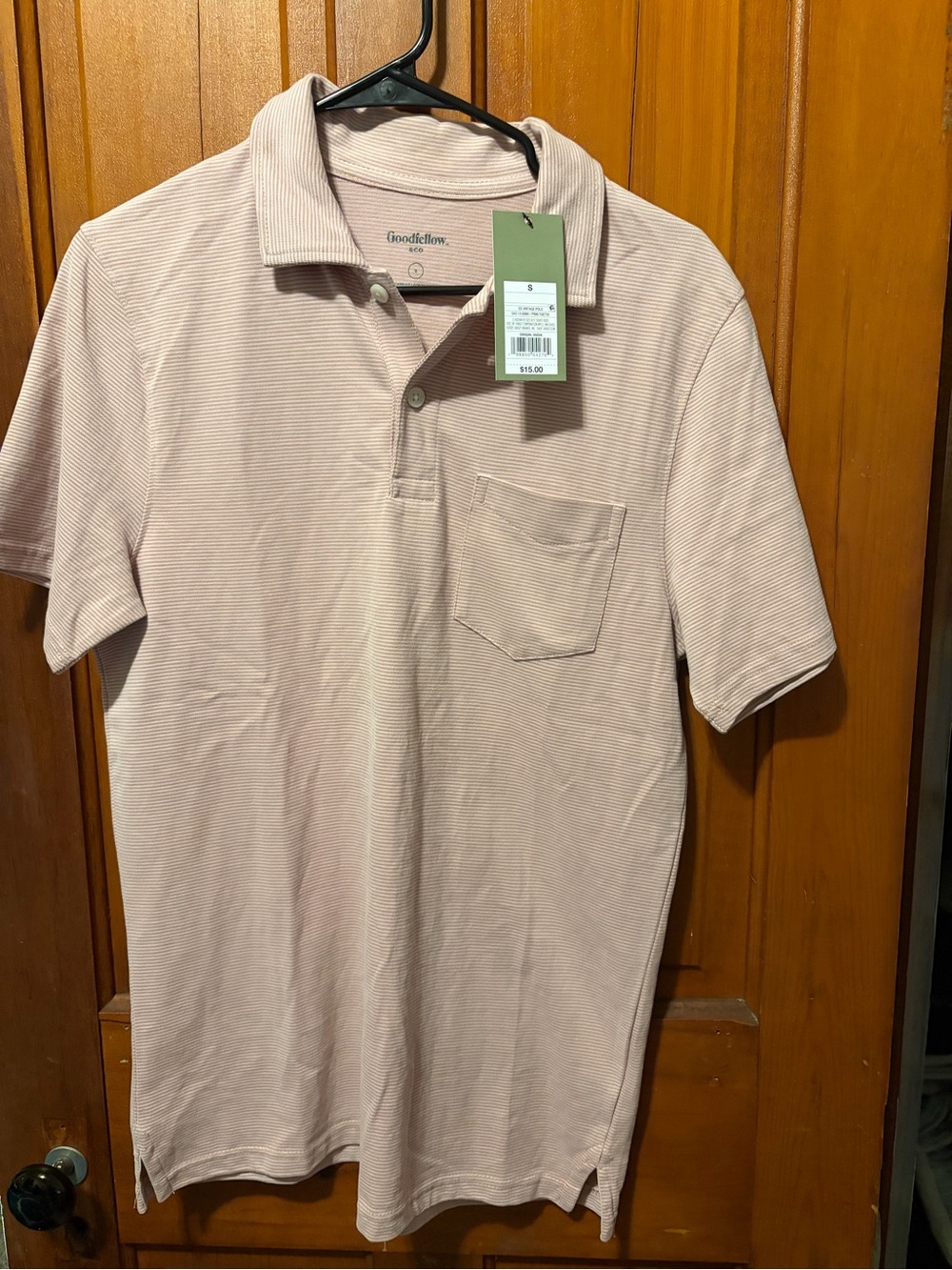 Goodfellow & Co Light Pink Short-Sleeve Polo with Chest Pocket